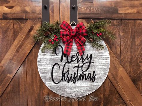 Christmas Wreath Sign PERSONALIZED Holiday Door Wall Decor | Etsy