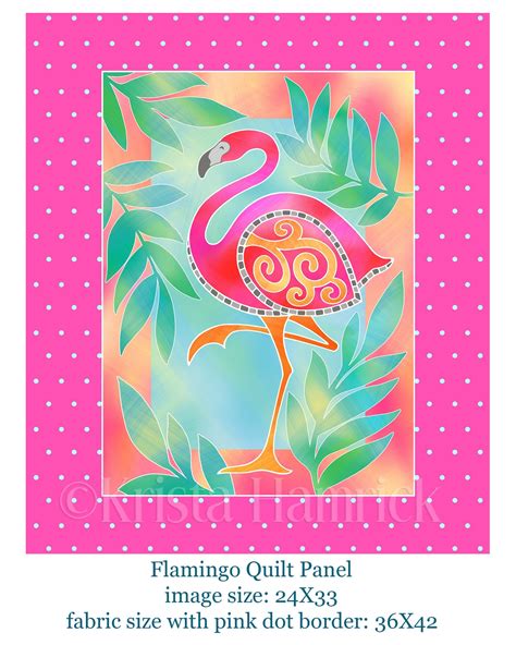 FABRIC PANEL Flamingo Cotton Quilt Fabric Panel Overall Fabric Etsy