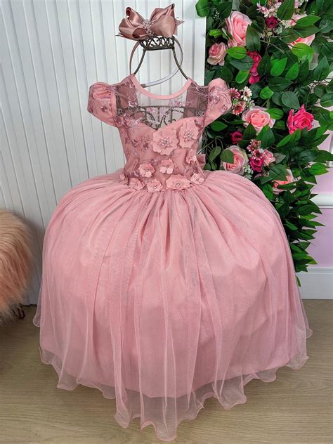 Vestido De Festa Infantil Nude Rose Elo