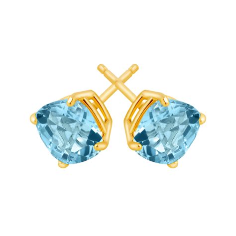 1 34 Ct Cushion Cut Natural Swiss Blue Topaz Earrings In 14k Gold