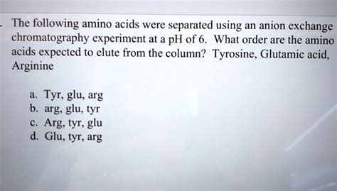 Solved The Following Amino Acids Were Separated Using An Anion