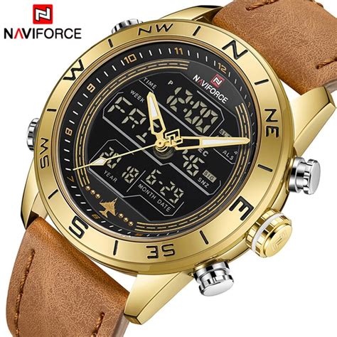 Naviforce Homens Rel Gios Top Marca De Luxo De Couro Sports Rel Gio De