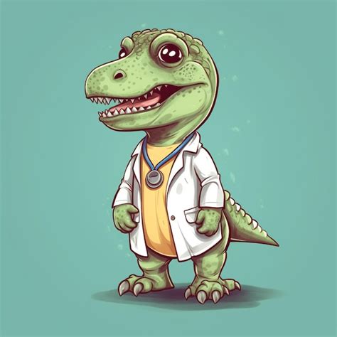 Premium Ai Image Cartoon Dinosaur Doctor With Stethoscope In His Hand