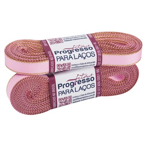 FITA GORGURÃO OURELA DOURADA GLD002 10 MM COR 1365 ROSA IOGURTE PEÇA 10