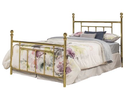 Hillsdale Furniture Chelsea Modern Metal Four Poster Bed King Classic Brass