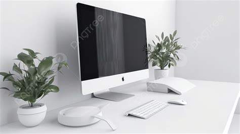 Minimalistic Concept Of A Creative Desktop Pc On White Background 3d ...