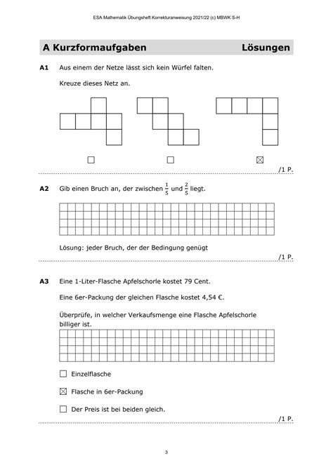 Solution Esa Mathematik Uebungsheft Korrekturanweisung Studypool