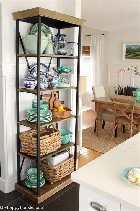 Using an Etagere Shelf for Kitchen Storage & Display | The Happy Housie