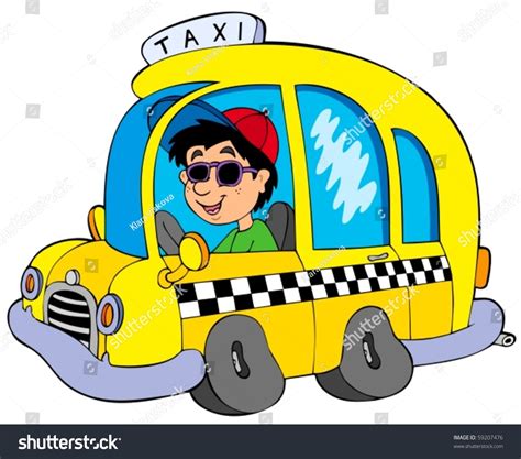 Cartoon Taxi Driver Vector Illustration Stock Vector Royalty Free