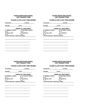 Fillable Online Copy Request Form Pacific Grove High School Fax Email