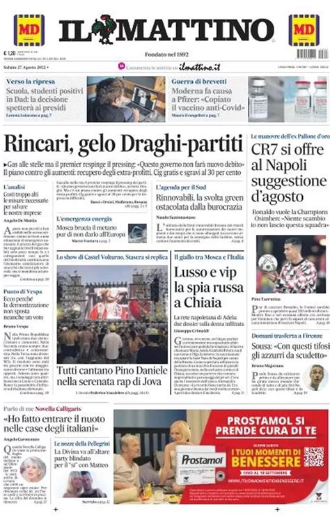 Le Prime Pagine Di Sabato 27 Agosto 2022 Il Post