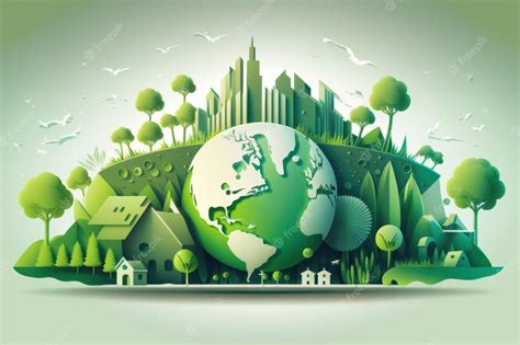 Concepto De Ecología Con El Planeta Tierra Verde Medio Ambiente Mundial Y Concepto De Desarrollo