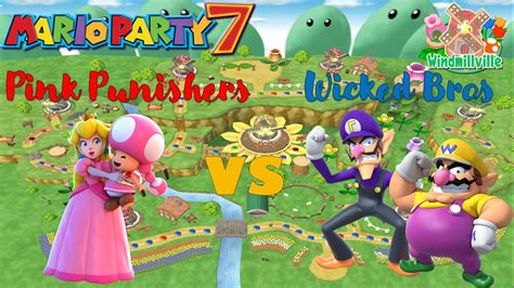 Mario Party 7 Toadette And Peach Vs Wario And Waluigi Windmillville Youtube