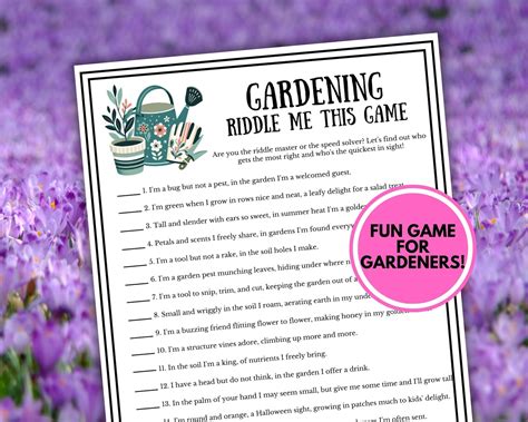 Gardening Riddle Me This Game Gardening Trivia Game Gardener Icebreaker ...