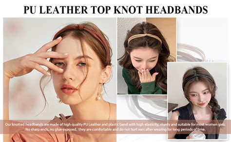 5pcs Knotted Headband For Women Non Slip Pu Leather Fashion Cute Top