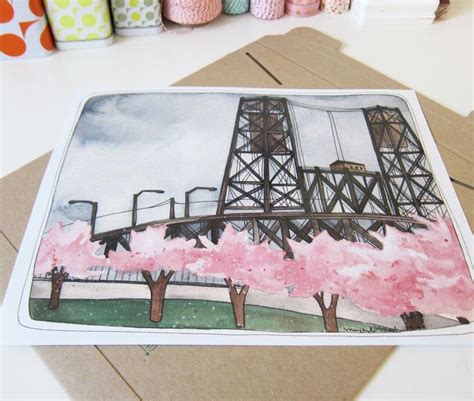 Art Steel Bridge Art Portland's Steel Bridge - Etsy | Bridge art, 11x14 ...