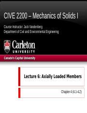 L Axially Loaded Members And Elastic Deformation Pptx Cive