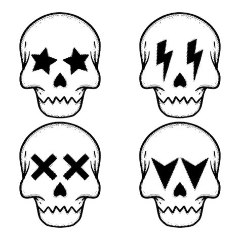 Premium Vector Collection Set Skulls Doodle Illustration Hand Drawn