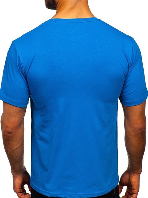 Camiseta De Manga Corta Sin Estampado Para Hombre Azul Bolf 192132 Azul