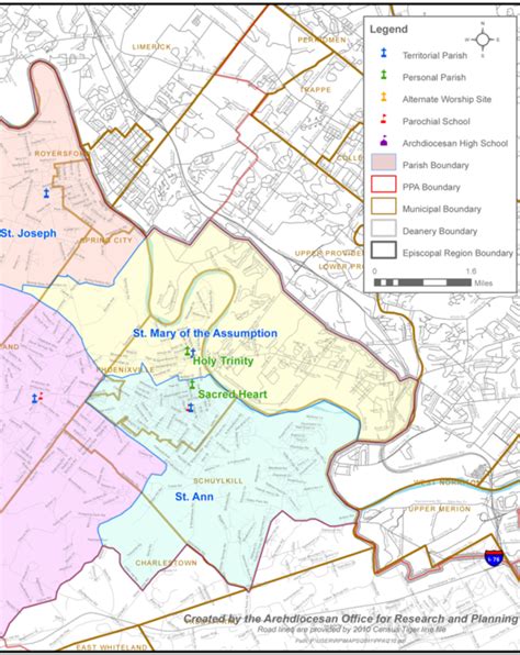 Parish Boundary Map - St. Mary of the Assumption - Phoenixville, PA