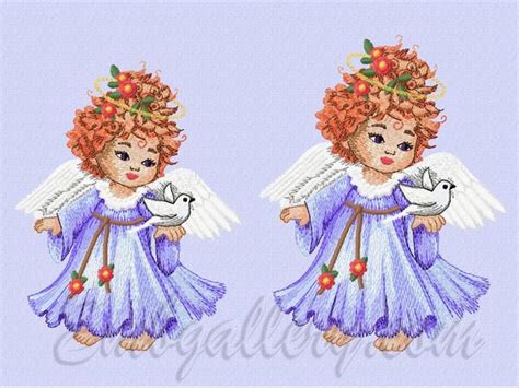 "Ангелочек с голубем" | Machine embroidery design