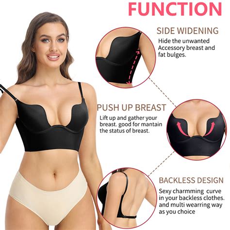 Thick Padded Womens Bras Deep U Push Up Brassiere Plunge Sexy Lingerie Bralette EBay