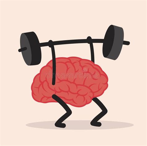 Brain Strong Character Weight Lifting Stock Vector Illustration Of