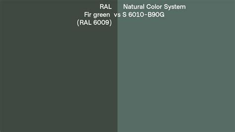 RAL Fir Green RAL 6009 Vs Natural Color System S 6010 B90G Side By