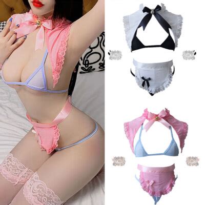 Women S Sexy Japanese Anime Maid Cosplay Costumes Teddy Lingerie Set Nightwear EBay