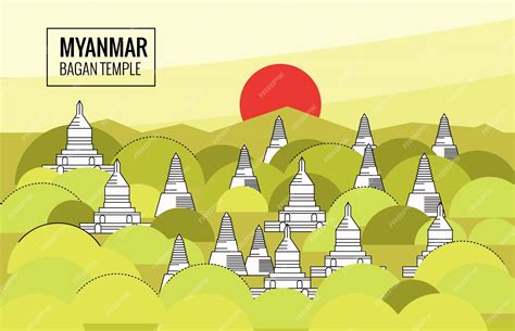 Premium Vector | Bagan Temple at Sunrise. destination scene of Myanmar ...