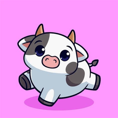 Premium Vector | Cute cartoon baby cow jumping happy front view