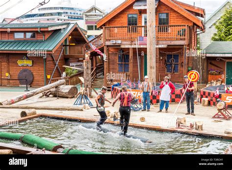 Log Rolling Demonstration At The Great Alaskan Lumberjack Show In