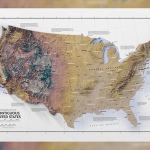 Vibrant Discoveries Contiguous United States Shaded Relief Map Poster