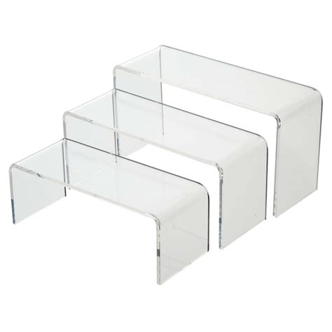 Acrylic Nesting Plinths Set Of 3 Clear Risers For Shop Counter