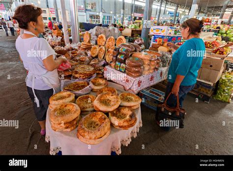 Kazakh women shop in the Samal Bazaar in Shymkent, Kazakhstan Stock ...