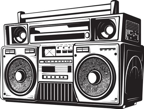 Retro Rhythm Boombox Emblem Graphics Hip Hop Harmony Style Logo Design