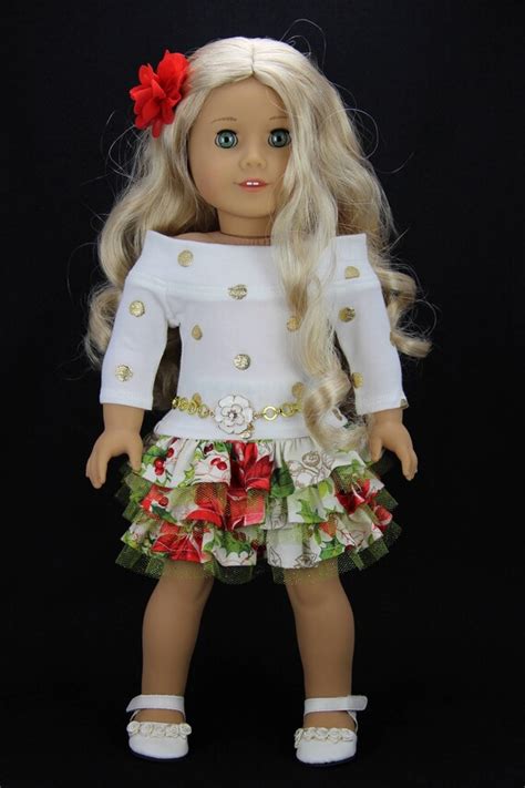 Handmade 18 Inch Doll Clothes Christmas 4 Piece Ruffled Etsy