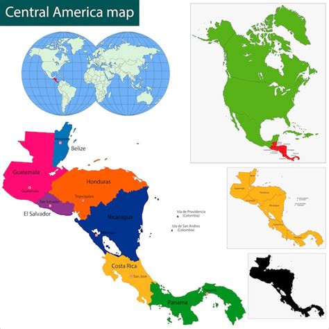 Mapa da américa central Vetor Premium