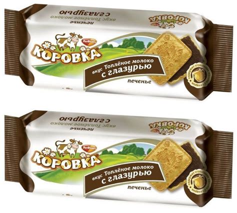 Коровка Печенье сахарное Топленое молоко с Глазурью, 115 г, 2 уп ...