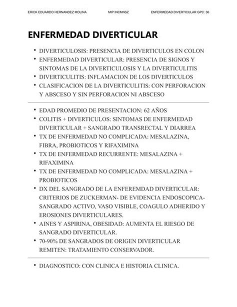 Enfermedad Diverticular Erick Eduardo Hernandez Molina UDocz