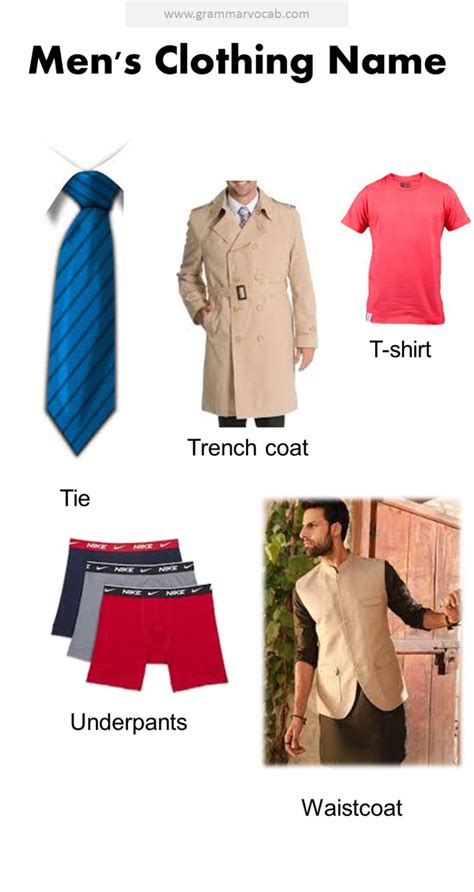 Men's Clothing Name - Names of Clothes with Pictures | PDF - GrammarVocab