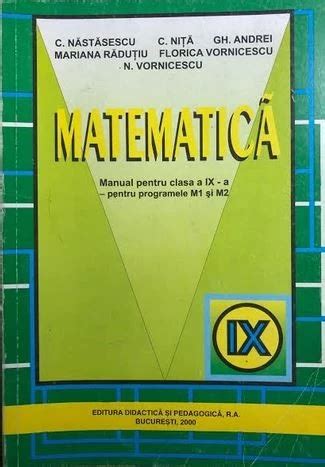 Matematica Manual Pentru Clasa A Ix A Clasa Didactica Si