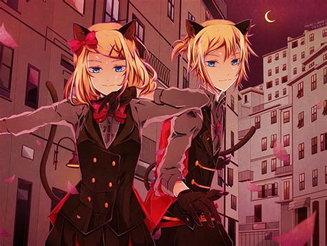 Trick An Treat Vocaloid Len Rin Blonde Hair Kagamine Cat Ears