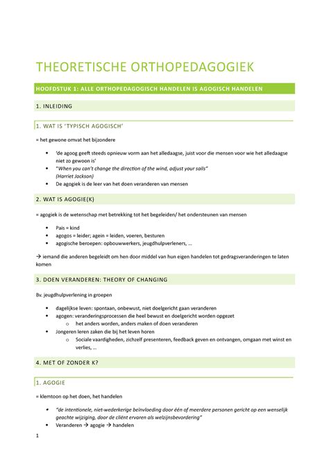 Samenvatting Theoretische Orthopedagogiek THEORETISCHE