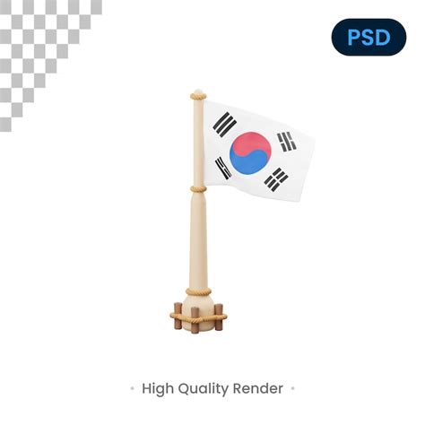 Ícone 3d da bandeira da coreia do sul PSD Premium