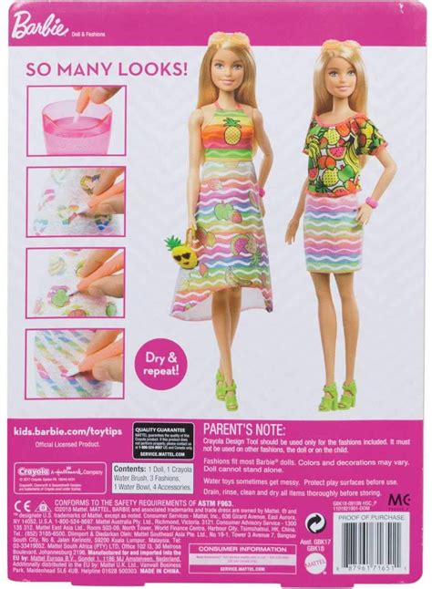 Barbie Crayola Rainbow Fruit Surprise Doll Fashions Funworld Pk