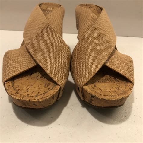 Esprit Shoes Esprit Cork Wedge Sandal Criss Cross Tan With Rivet