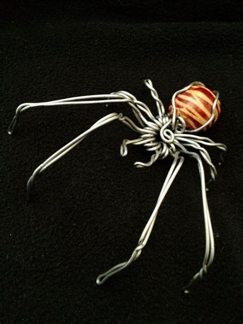 Spider Wire Sculpture With Wooden Duotone Bead By Wirethings 25 00 Wire Sculpture Wire Art