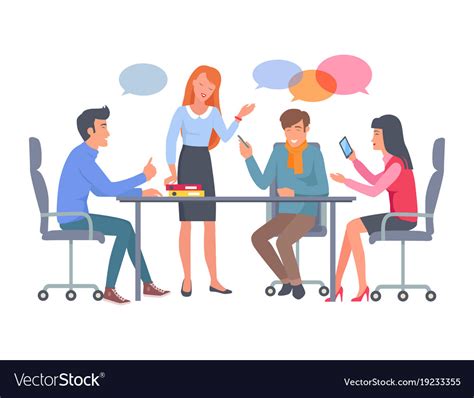 Business Team Discuss Work At Table Royalty Free Vector