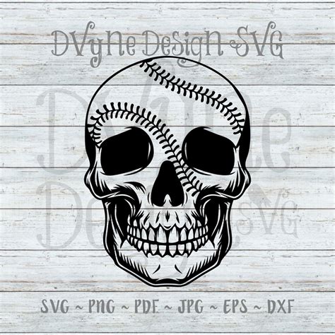 Baseball Skull Svg Baseball Vinyl Cut File For Silhouette Or Etsy